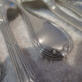12 silver plated soup spoons by Christofle with Louis XVI ribbons