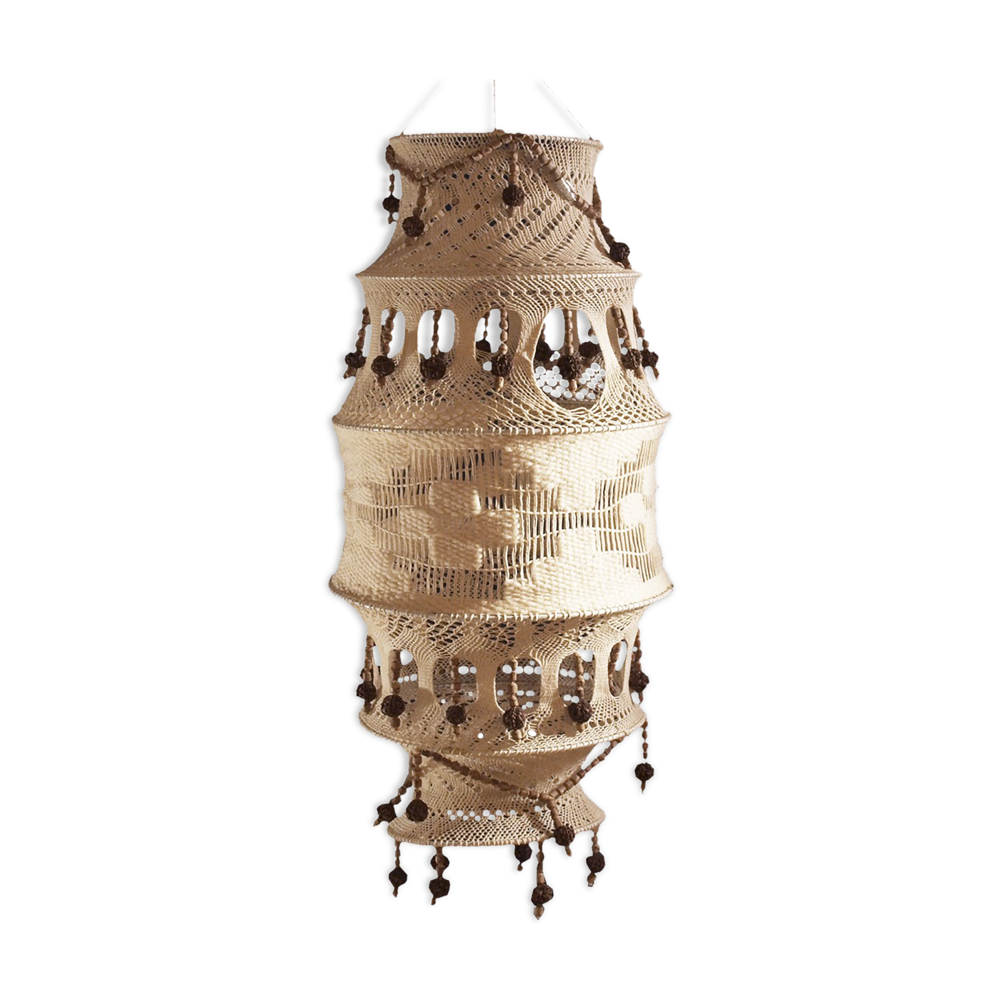 Crochet and wood chandelier