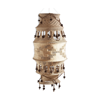 Crochet and wood chandelier