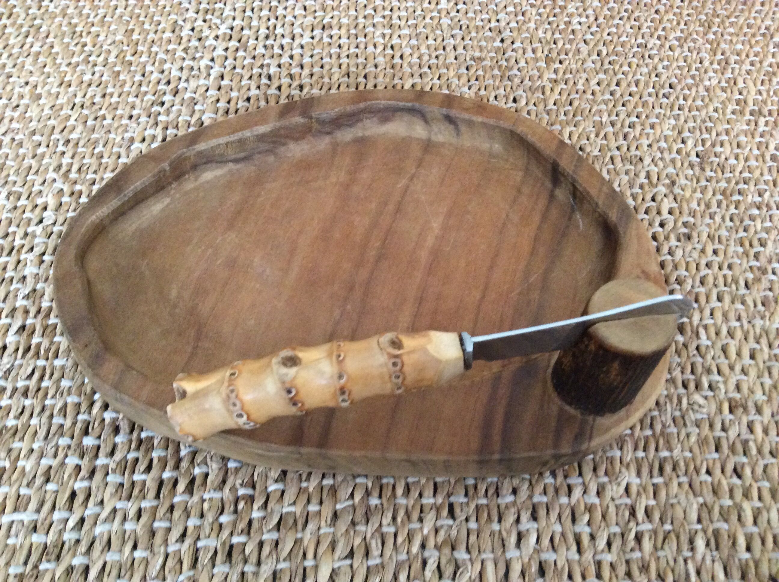 Wooden butter dish and knife