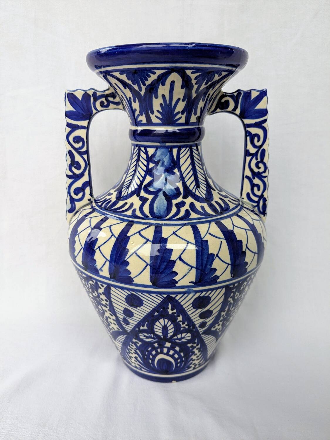 Blue ceramic amphora vase