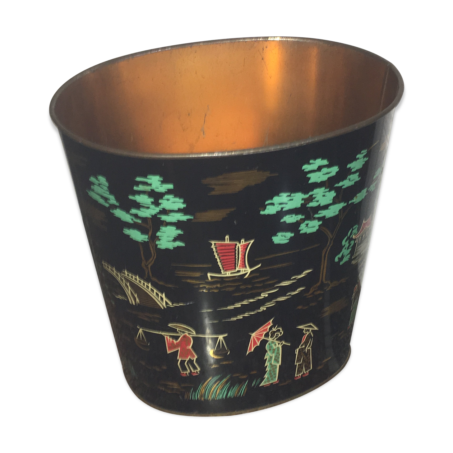 Vintage metal paper basket