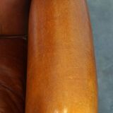 Beautiful and Comfortable Sheepskin Wingback Armchair with a Wonderful Patina