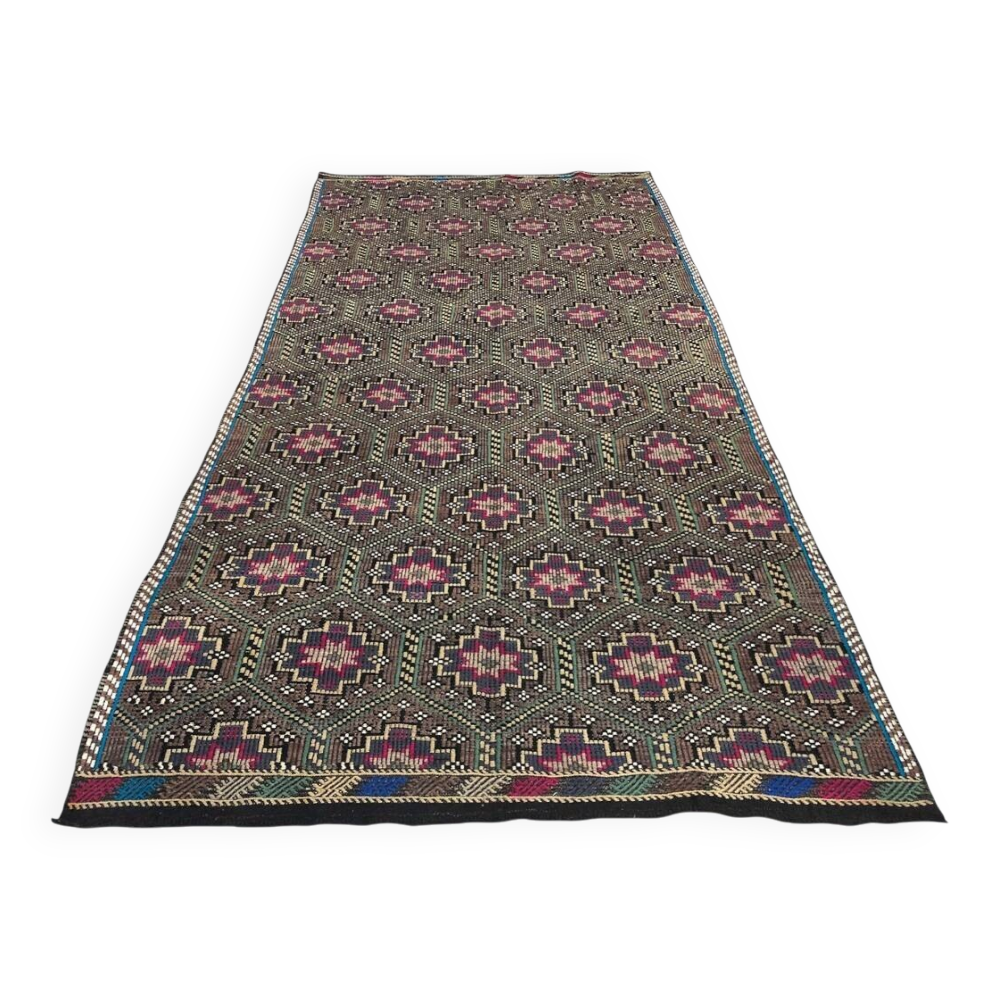 Neutral Oushak Geometric Kilim Rug