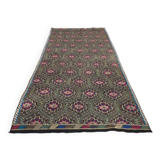 Neutral Oushak Geometric Kilim Rug