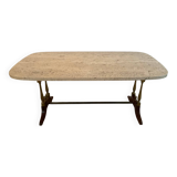 Travertine and wood coffee table from the 60s-70s