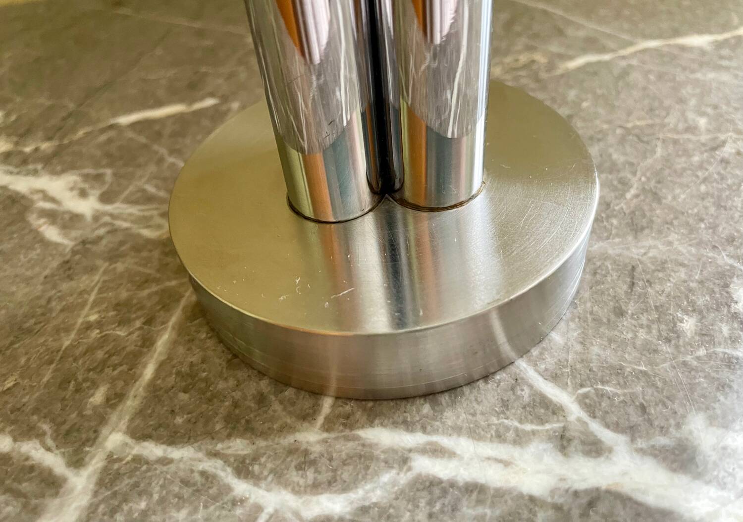 Organ vase with 3 chrome metal soliflores from the 70s