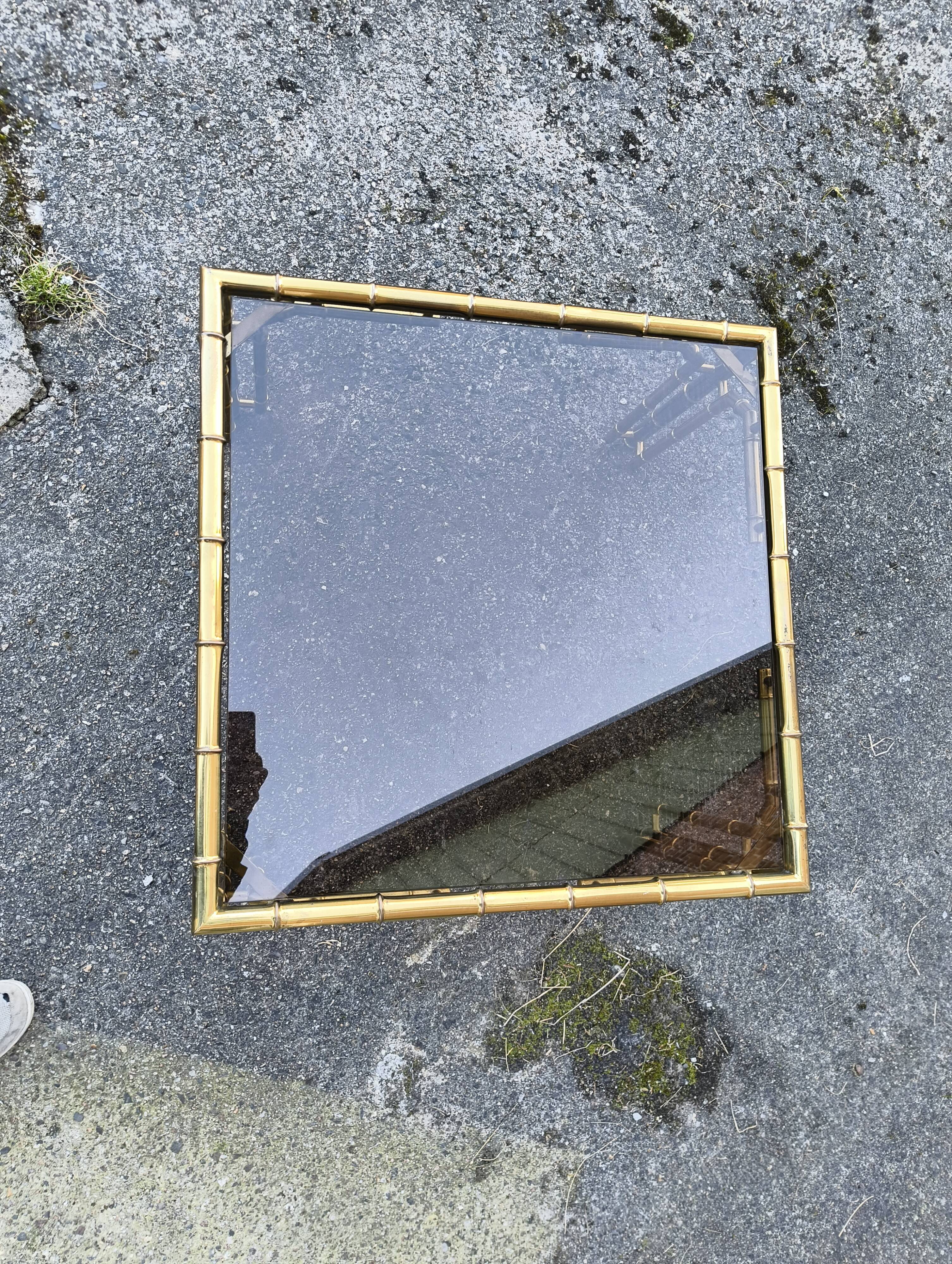 italian brass coffeetable with smoking glass in bamboo style
