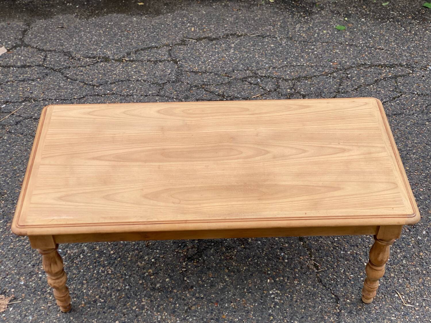 Vintage coffee table renovated in raw solid wood