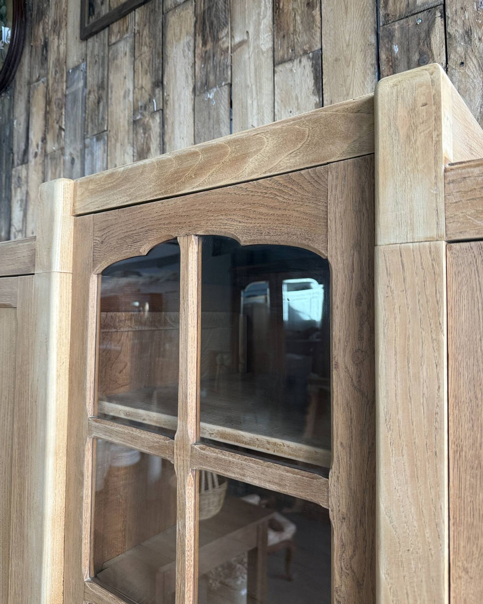 Large asymmetrical Art Deco wardrobe with three doors in oak (renovated)