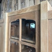 Large asymmetrical Art Deco wardrobe with three doors in oak (renovated)