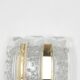 Pair of wall sconces in brass or ice glass by Doria, Germany, 1960s.