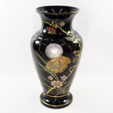 Art Nouveau vase in gold and silver enamelled glass hand painted