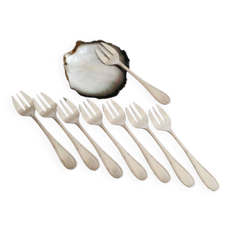 Oyster or dessert forks, ribbons, silver-plated metal