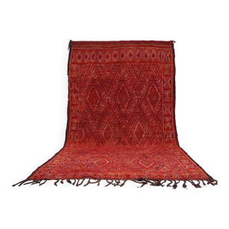 Red Vintage Handmade Beni Mguild Rug 219 CM X 377 CM - tapis berbere