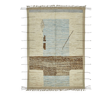 Hand-Knotted Tribal Unique 214 cm x 307 cm Beige Wool Carpet