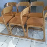 Suite of 6 Baumann Chairs model 1970 Sleigh