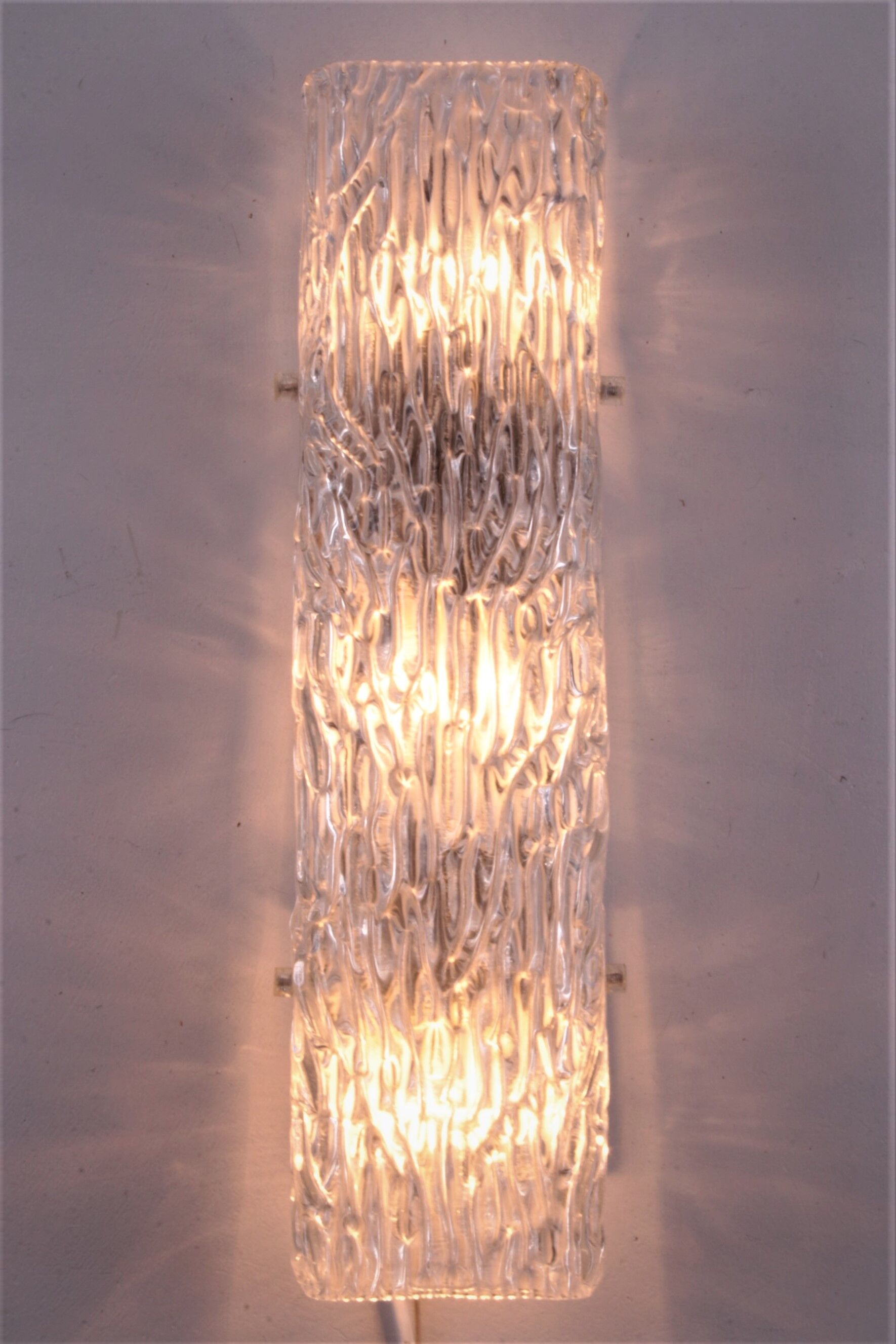 Elongated wall lamp by Kaiser Leuchten with bubble glass 1960s