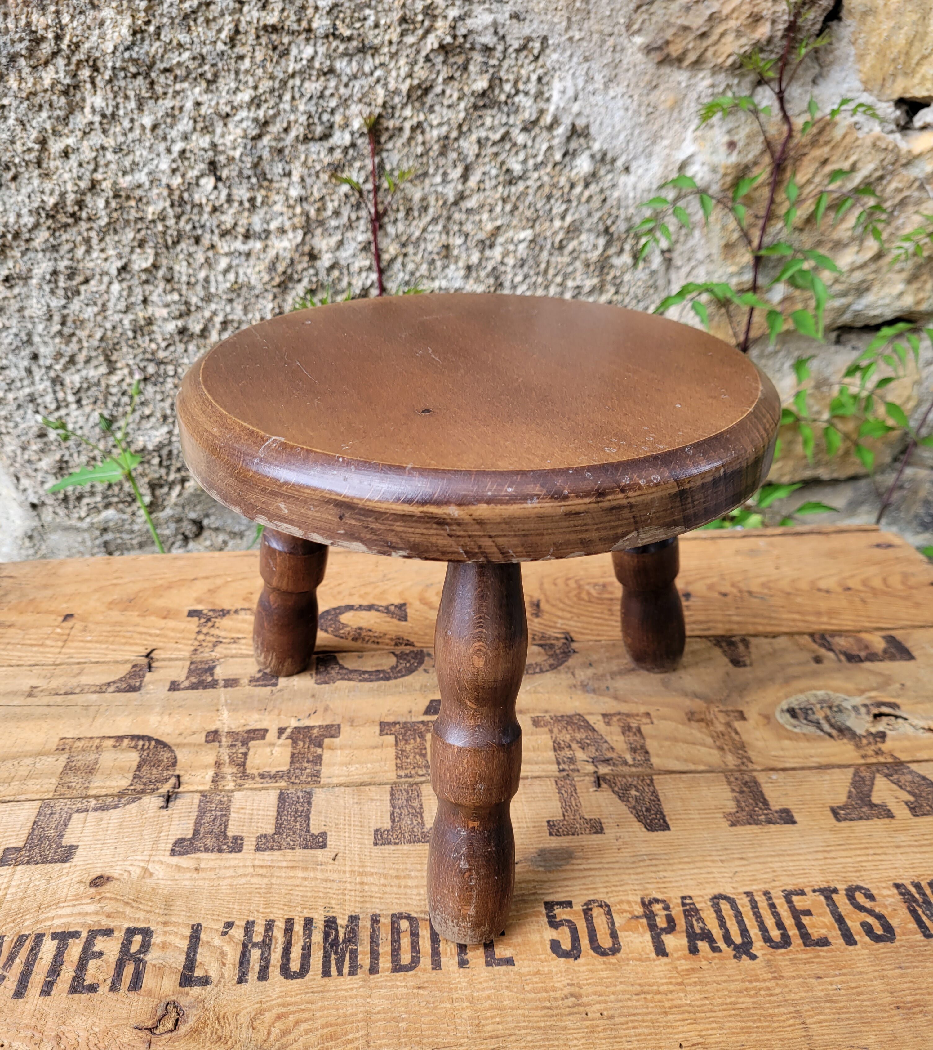 Wooden tripod stool
