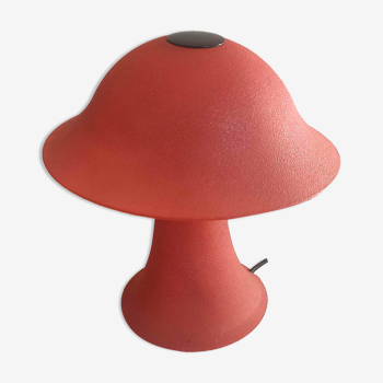 Lampe champignon vintage verre rouge effet givré