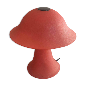 Vintage mushroom lamp red glass frosted effect