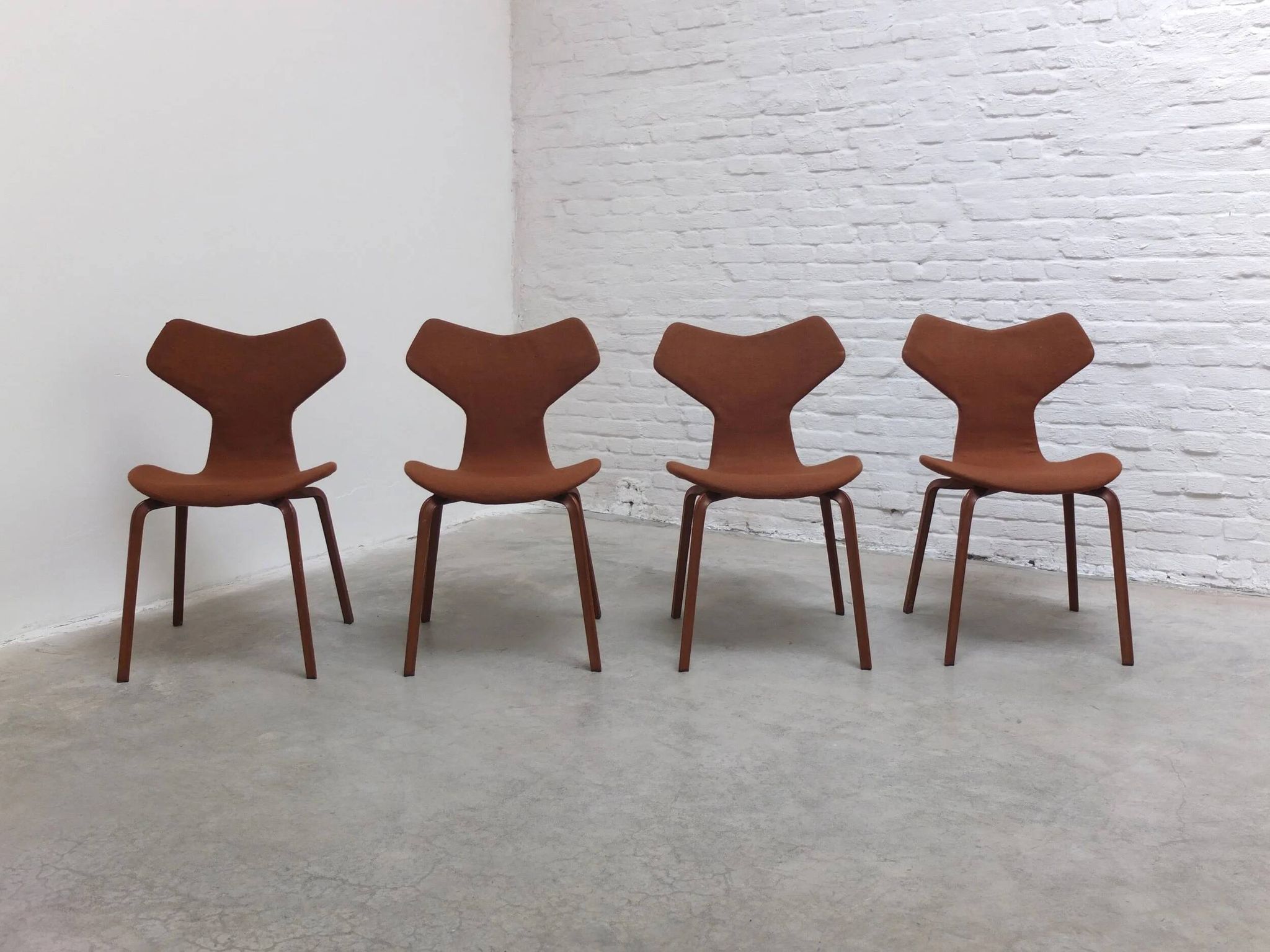 Rare set of 4 first edition 'Grand Prix' chairs by Arne Jacobsen for Fritz Hansen, 1959