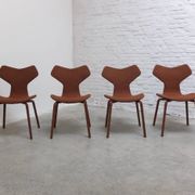 Rare set of 4 first edition 'Grand Prix' chairs by Arne Jacobsen for Fritz Hansen, 1959