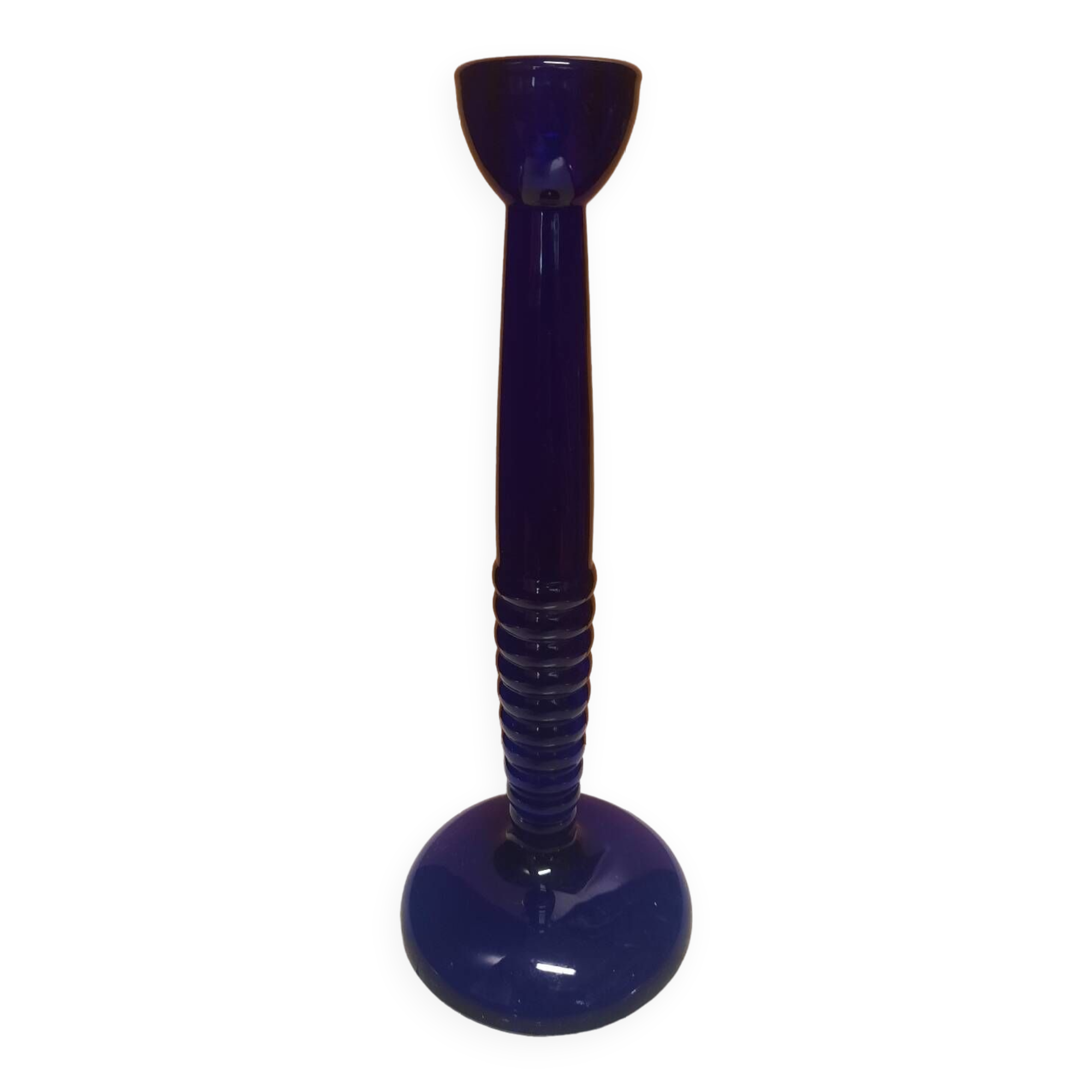 Bougeoir scandinave en verre bleu