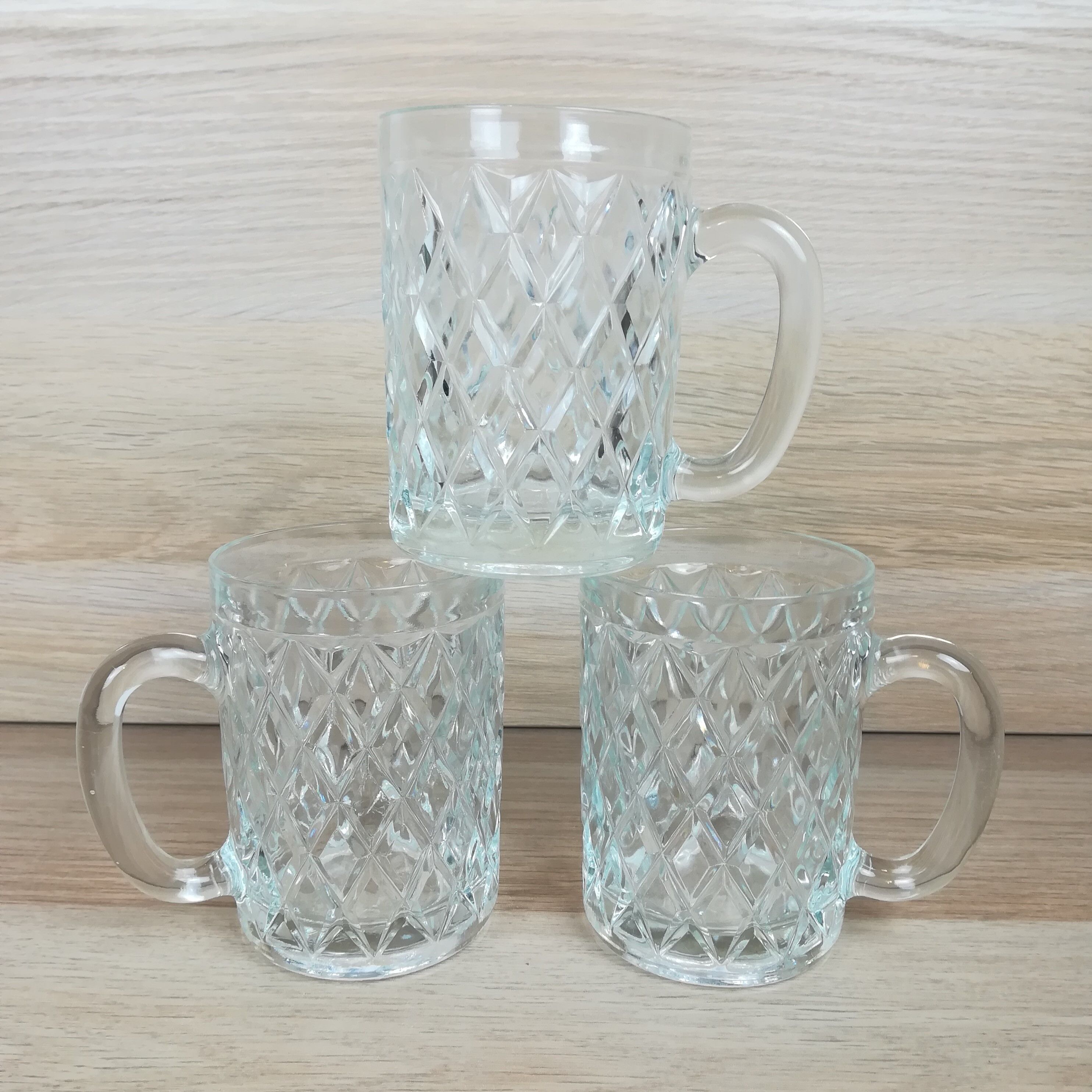 3 glass beer mugs