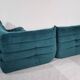 Ensemble Ligne Roset Togo 3 pièces en velours bleu canard .