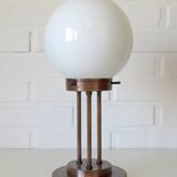 Lampe de bureau vintage du milieu du siècle, lampe de table en cuivre et verre, style Art déco, années 80