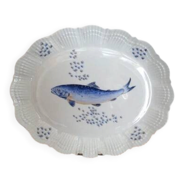 Fish plate limoges "corail la mer" porcelain a. giraud & cie sauviat