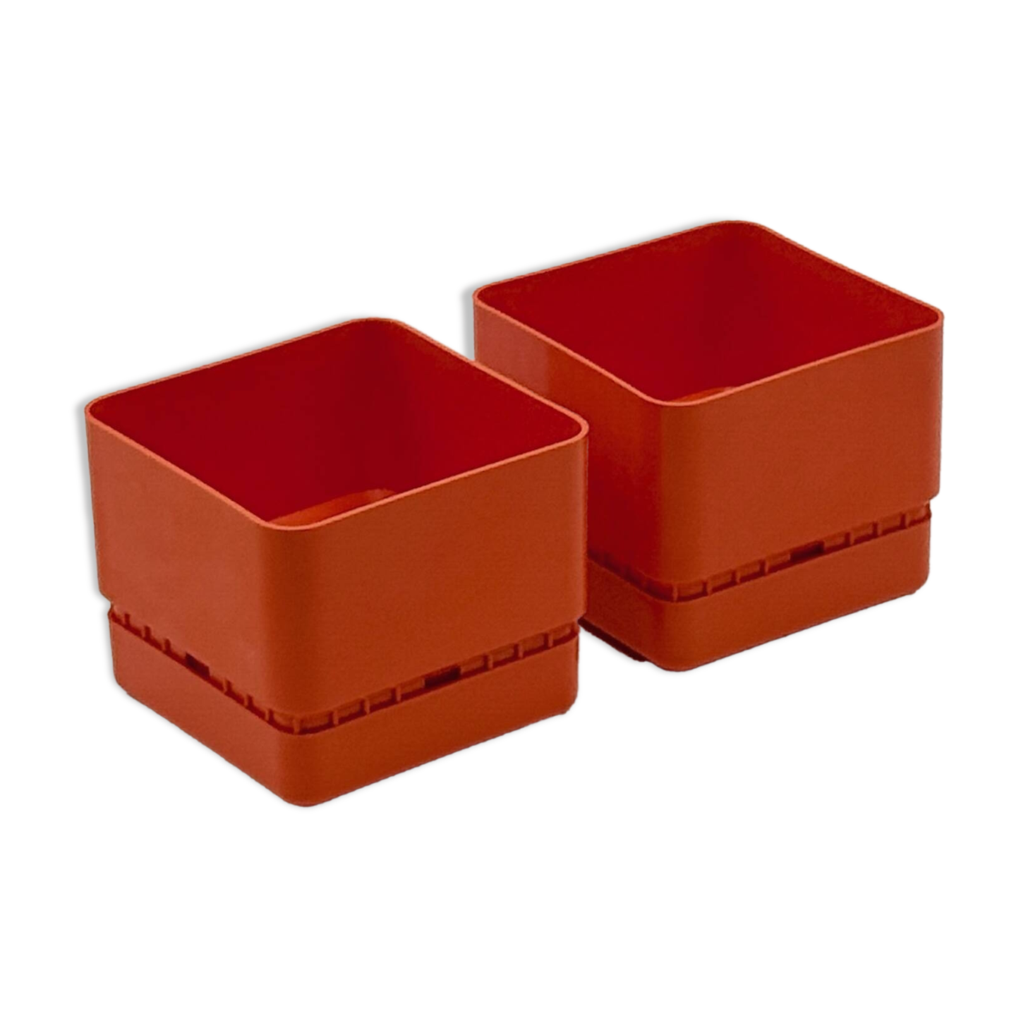 Set of 2 Orange Plastic Planters by Vastill, Italy, 1970s