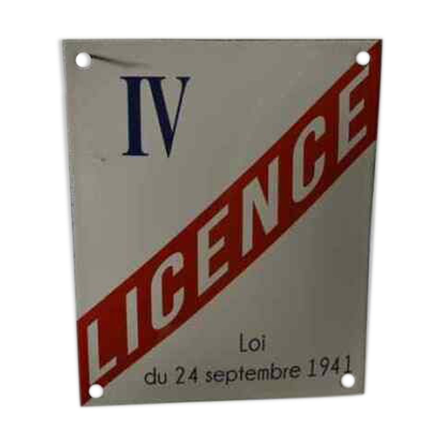 Enamel plate license IV
