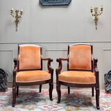 Pair of Solid Mahogany Armchairs from the 19th Century Restoration Period