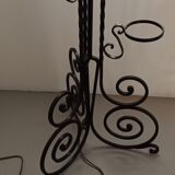 Twisted wrought iron floor lamp with plant holders from the 50s and 60s