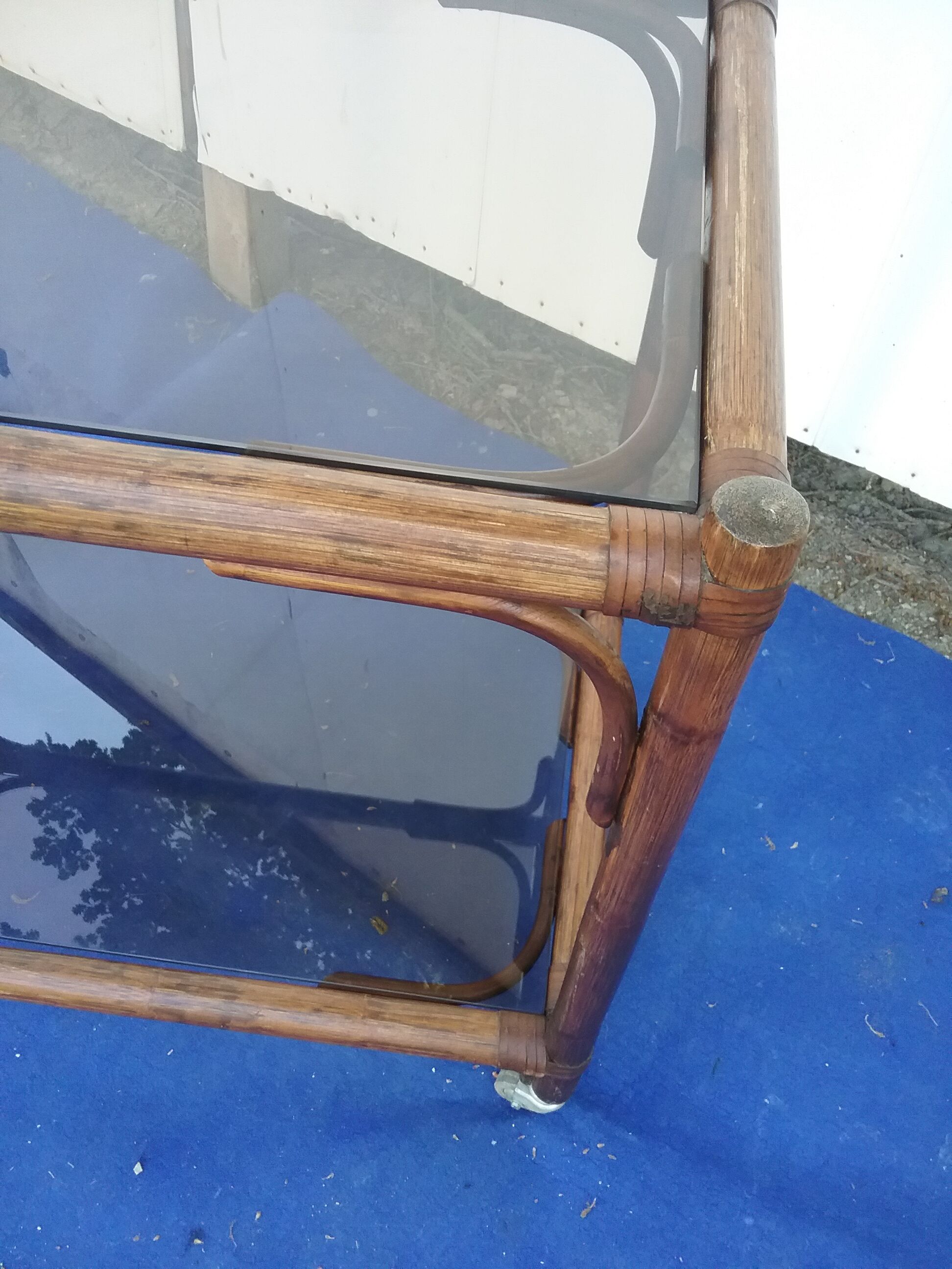 Vintage bamboo rolling trolley