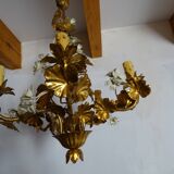 chandelier Hans Kogl gilded and enamelled leaves 1960