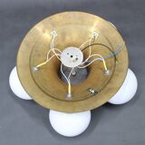 Pair of mid-century brass flush mount lights, 1970s