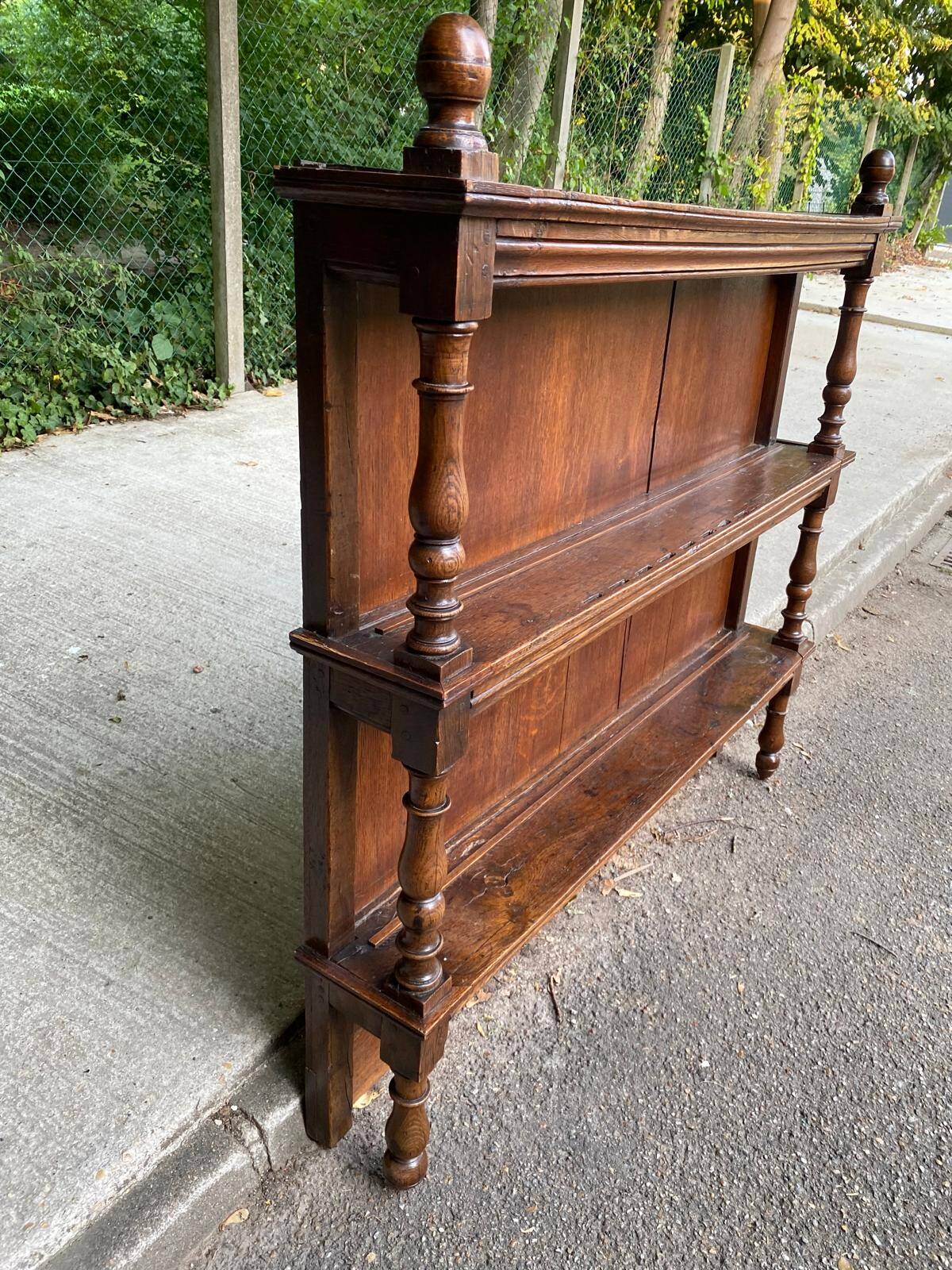 19th-century vintage oak bookshelf.
