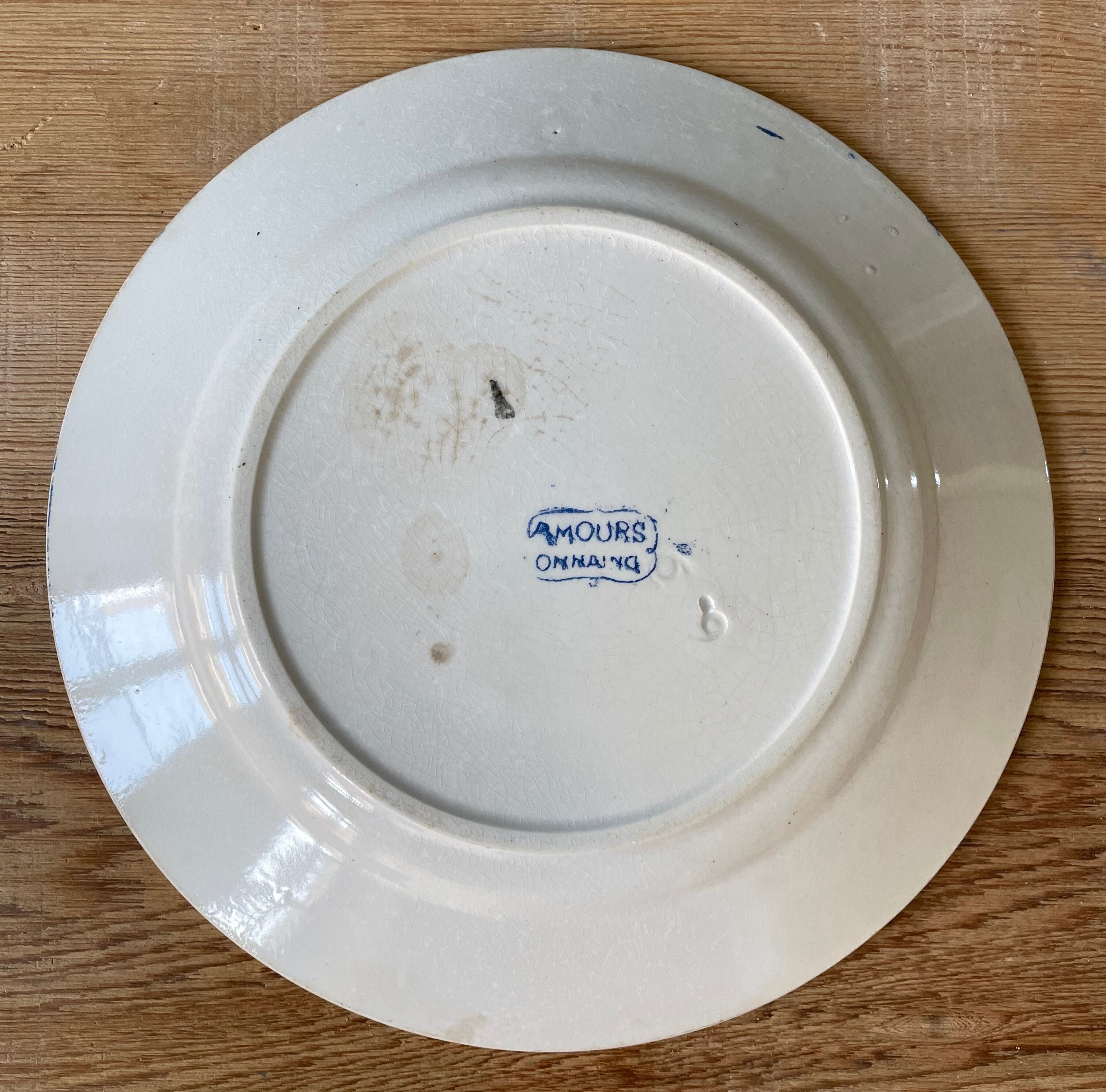 Set of 3 plates terre de fer, collection amours, earthenware of onnaing