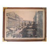 Cadre photo ancien avec reproduction place Bismarck - coins laiton