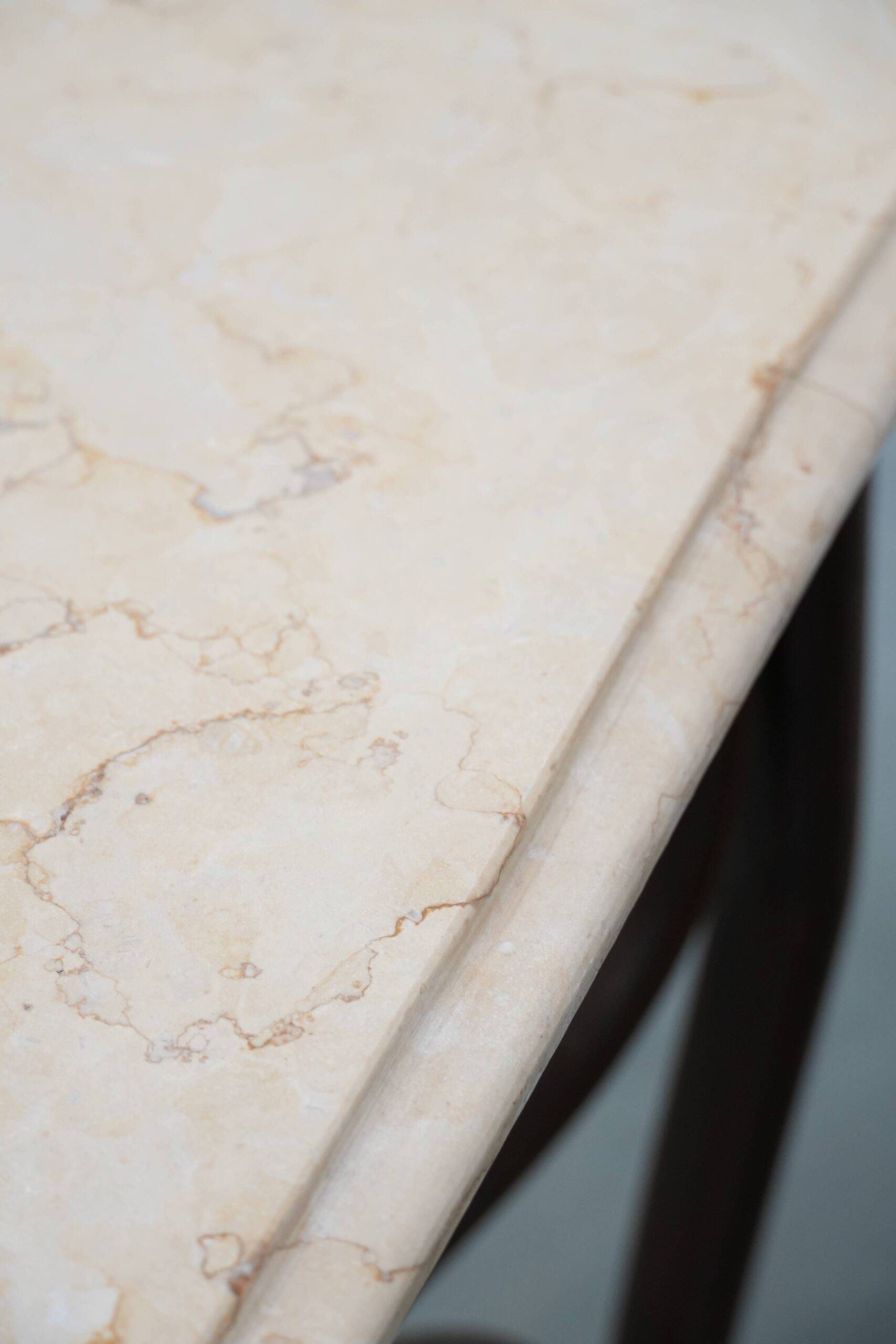 Elegant antique Thonet design side table from the early 20th century with a natural stone top