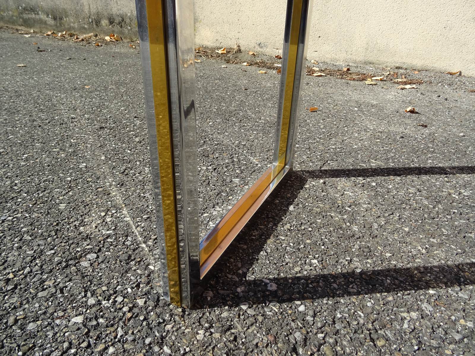 Chrome and golden brass console 70s