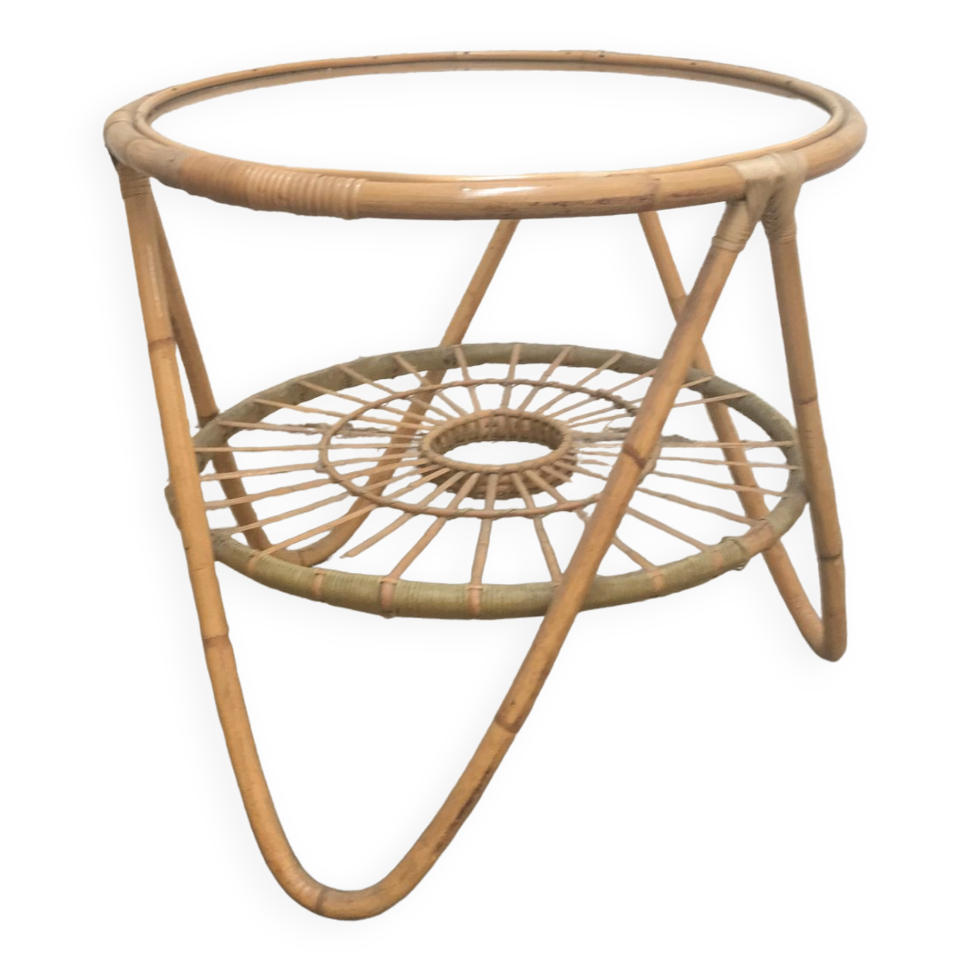 Bamboo and glass coffee table