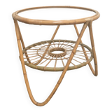 Bamboo and glass coffee table