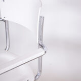 Paire de chaises mucke melder blanches et tabouret fabriqué en tchéquie des années 1930