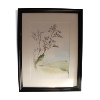 Watercolor Lavender from the salty meadows of Saint Germain in Ay