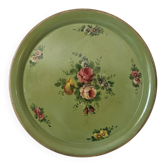 Round painted tin plateau Napoleon III
