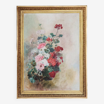 Oil painting floral composition 19th century